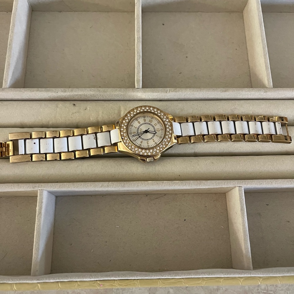 Gold and White Women's Watch